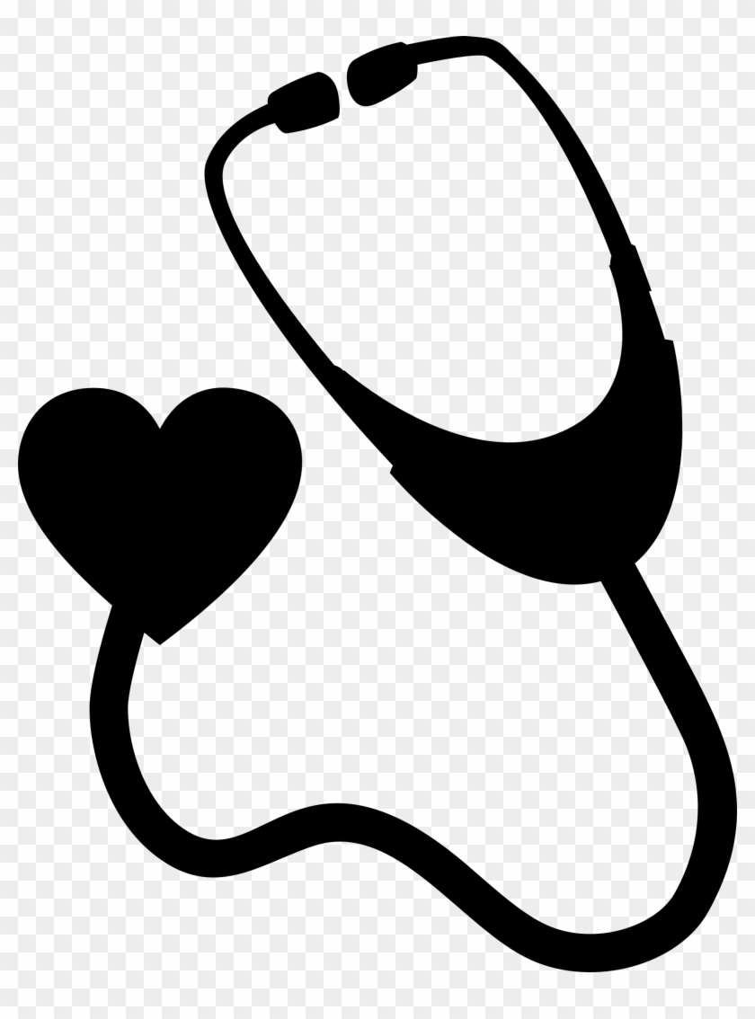 Svg Library Stock Heart Black Big Image Png - Clip Art Stethoscope #1437042