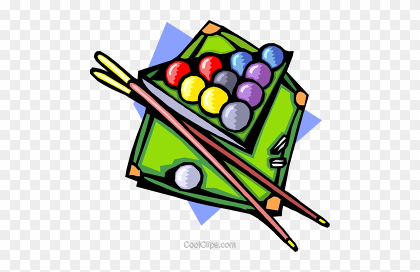 Pool Table With Ball And Cues Royalty Free Vector Clip - Clip Art #1437534