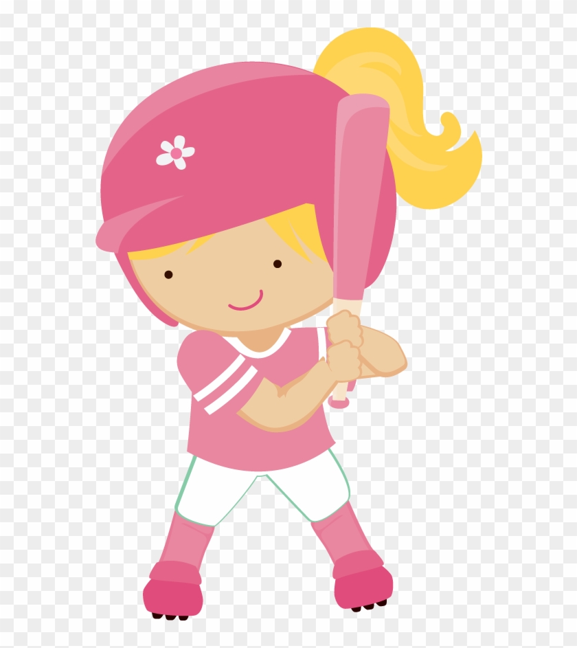Clipart Girl Playing Baseball - Beisbol Animado Niñas #1437568