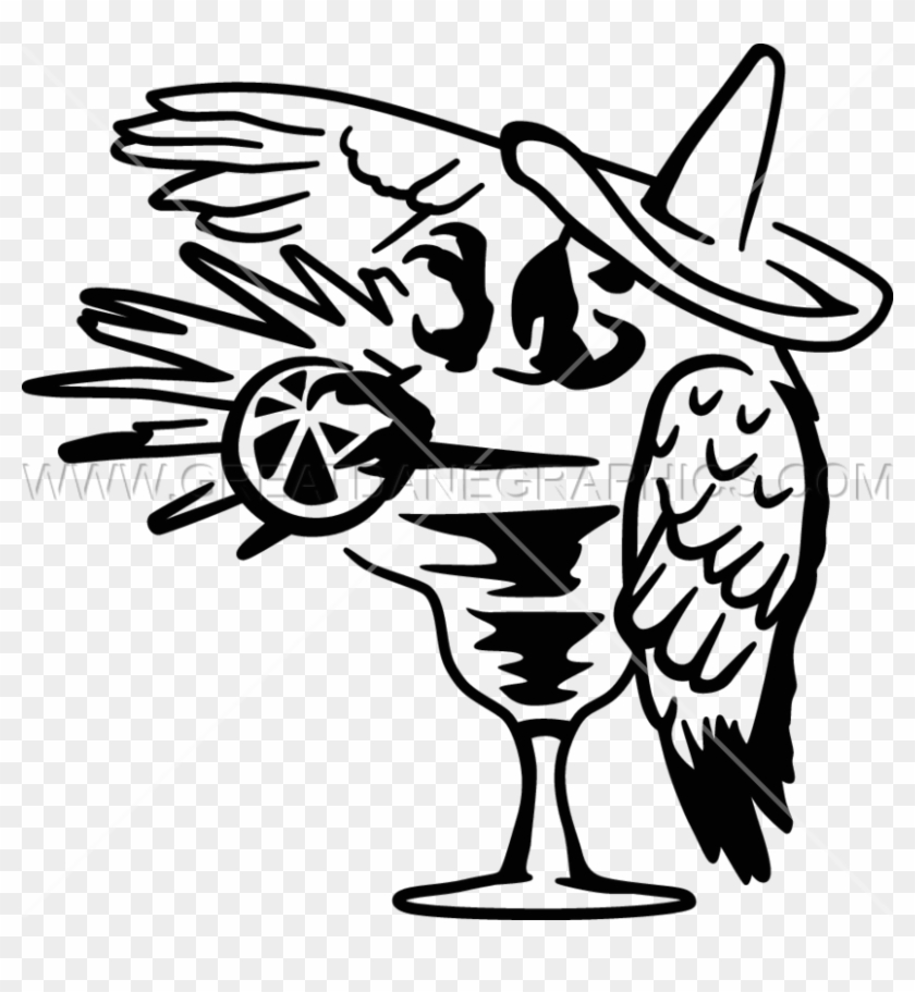 Parrot Drinking Margarita Black And White Clipart Margarita - Margarita Sign Clipart Black And White #1437766