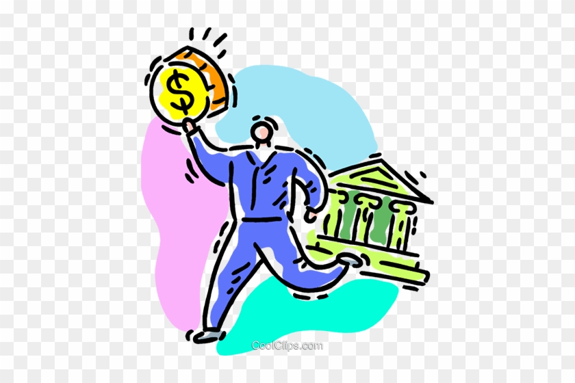 Money Man Making A Withdrawal Royalty Free Vector Clip - Bank Loan Clip Art #1438004