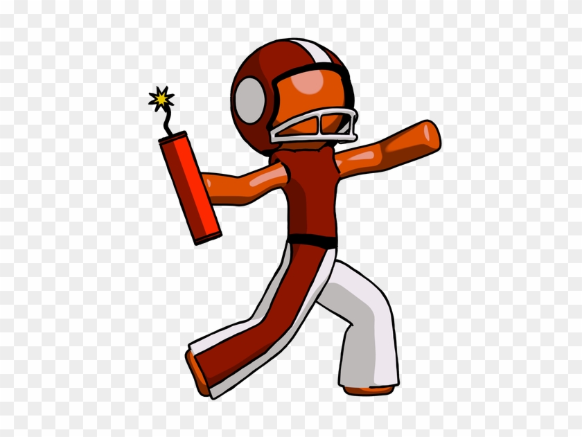 Orange Football Player Man Throwing Dynamite - Illustration #1438013