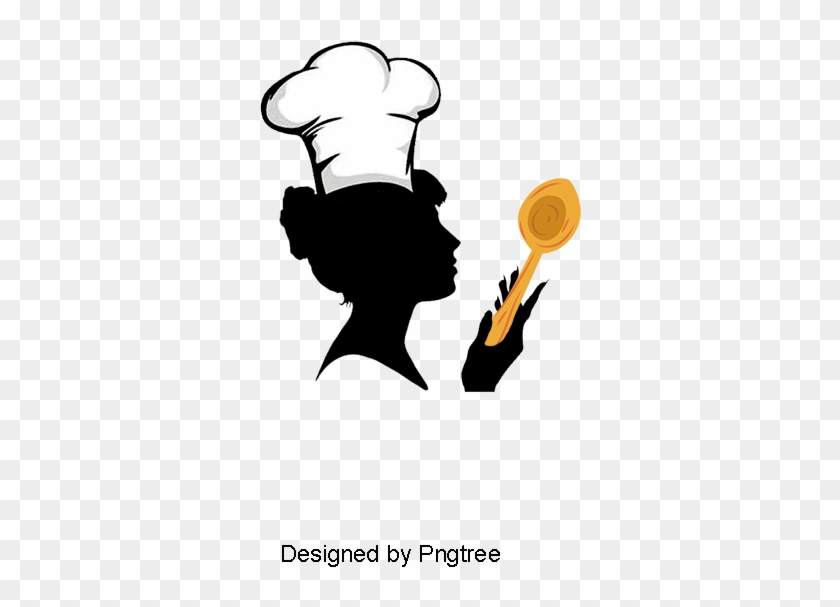 A Woman Chef With A Spoon In Her Hand, Woman Clipart, - Food #1438046