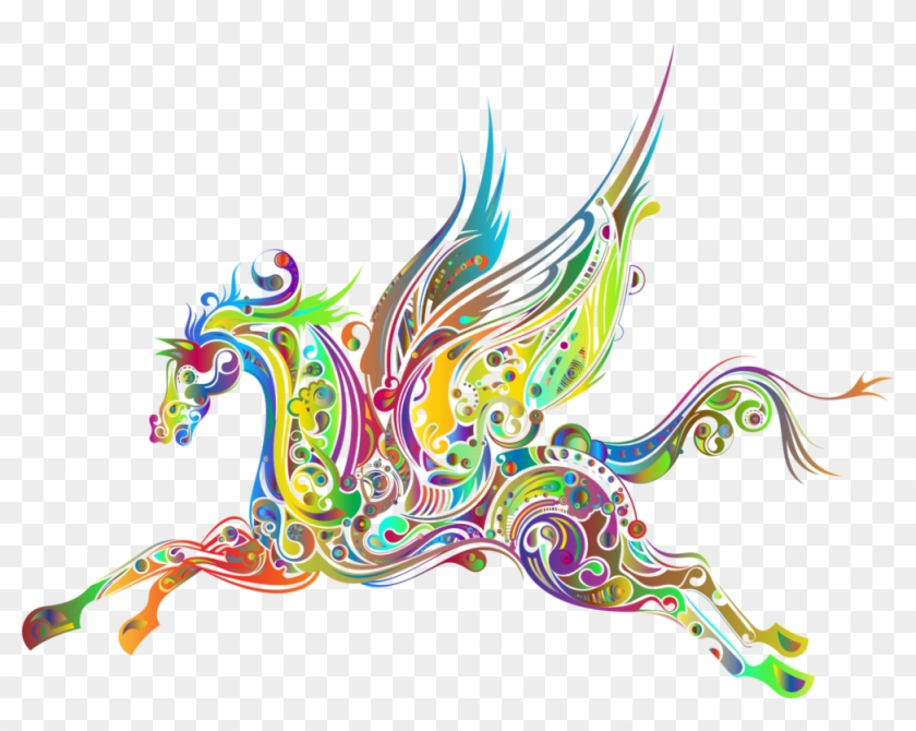 Flying Horses Pegasus Drawing Abstract Art - Flying Horse Abstract #1438375