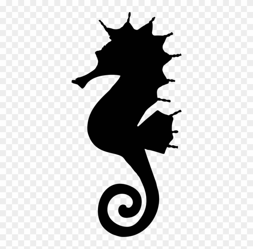 Silhouette Drawing White's Seahorse Great Seahorse - Seahorse Silhouette Clip Art #1438849