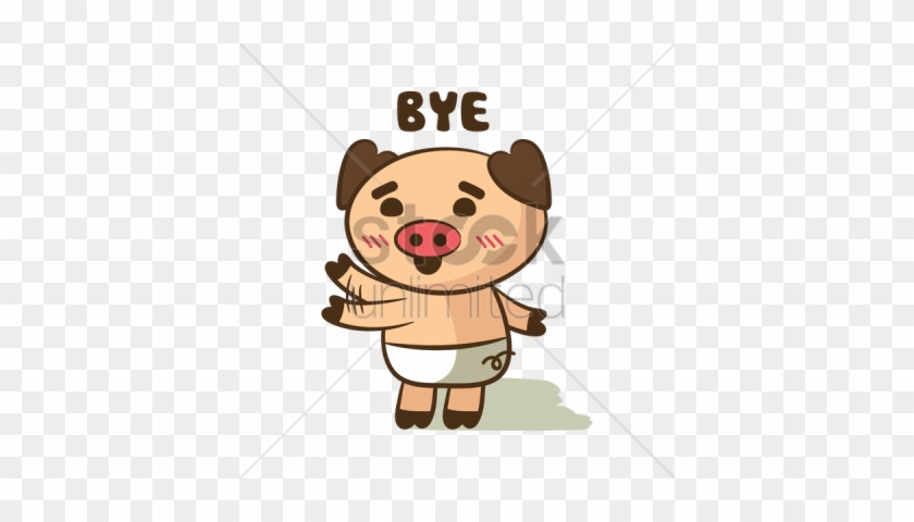 Cartoon Pig Waving Goodbye Ve - Waving Goodbye Piug #1438879