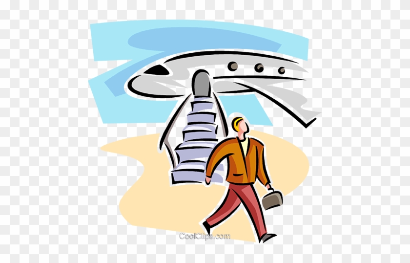 Businessman Walking Past An Airplane Royalty Free Vector - Clip Art #1439128