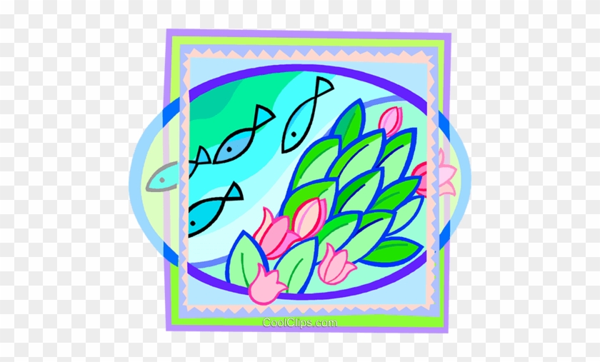 Fish Swimming Past Some Flowers Royalty Free Vector - Fish Swimming Past Some Flowers Royalty Free Vector #1439133