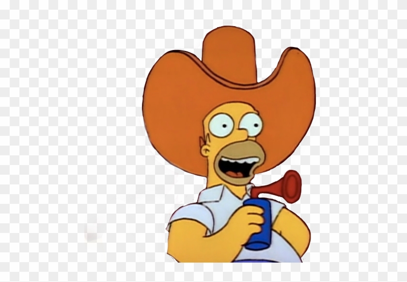 Homer Homersimpson Cowboy Aesthetic Thesimpsons Hot - Homer Simpson Big Cowboy Hat #1439272