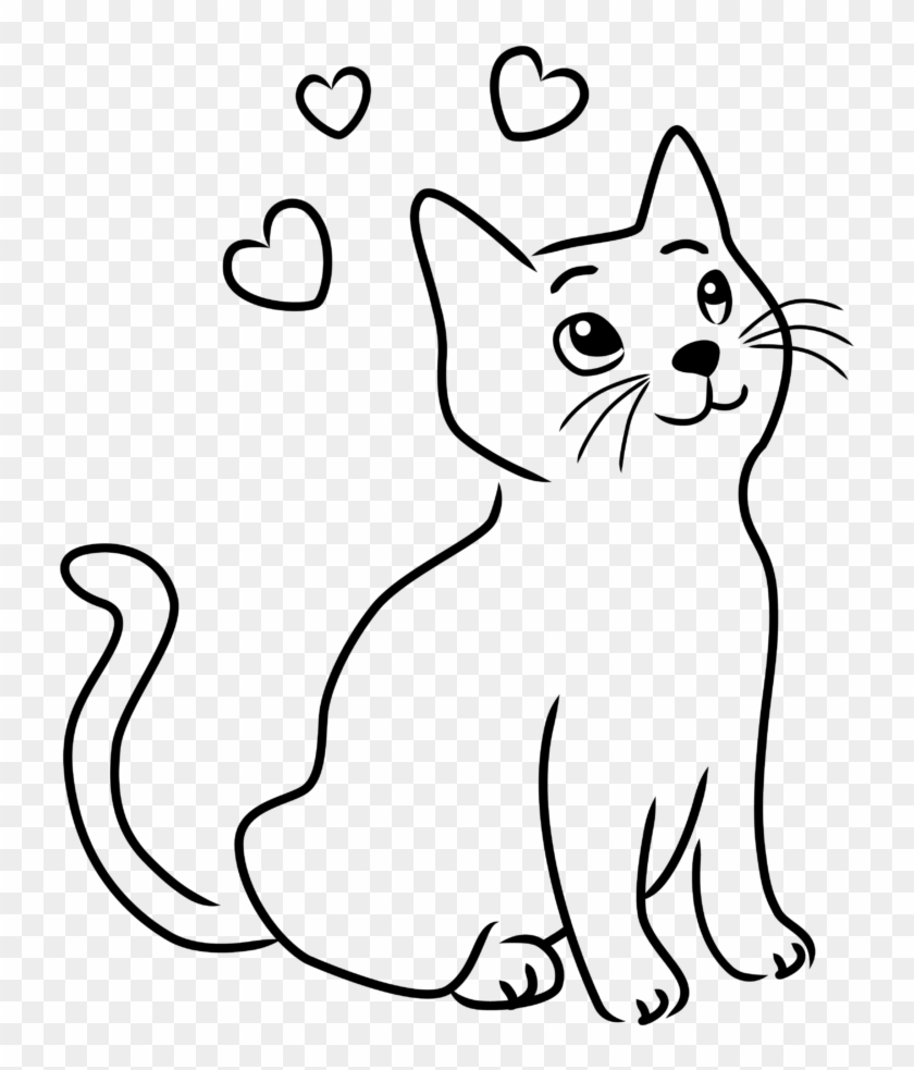 Beautiful Cat Clipart 11 Drawing - Simple Outline Cat Drawing #1439396