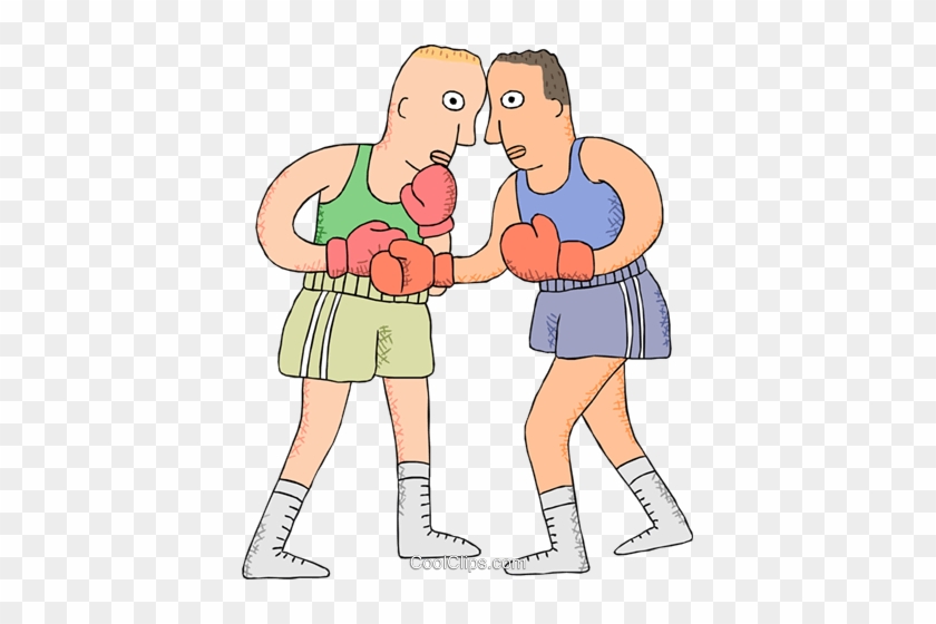 Boxers Sparring Royalty Free Vector Clip Art Illustration - Boxing Cartoon #1439576
