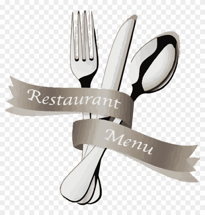 Jpg Black And White European Cuisine Menu Fork Restaurant - Tenedor Y Cuchillo Vector #1440193