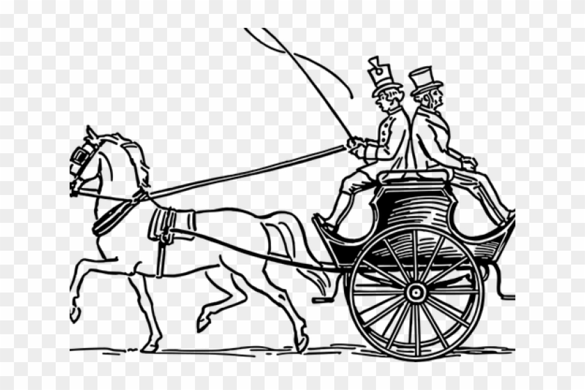 Drawn Cart Simple Horse - Horse Pulling Cart Drawing #1440354