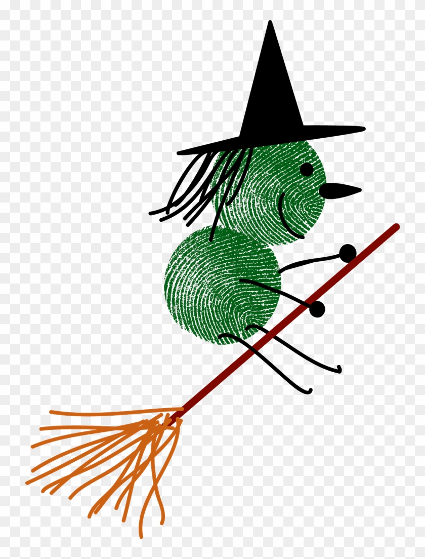 Thumbprint And Finger Witch Halloween - Thumb Print Halloween Art #1440531