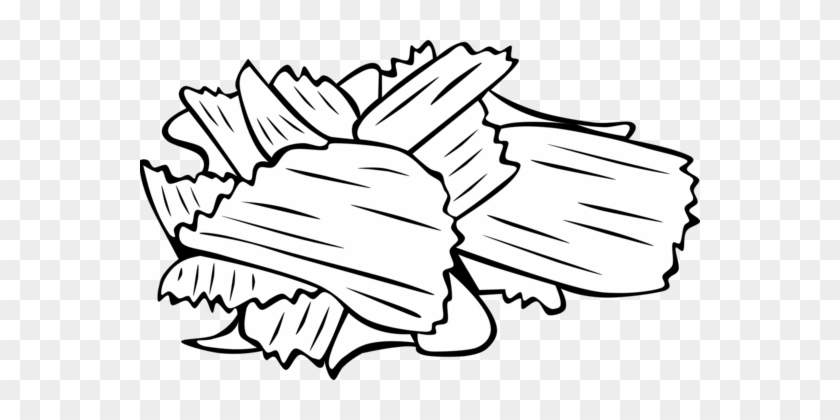 Potato Chip Snack French Fries Black And White - Potato Chips Clip Art #1441045