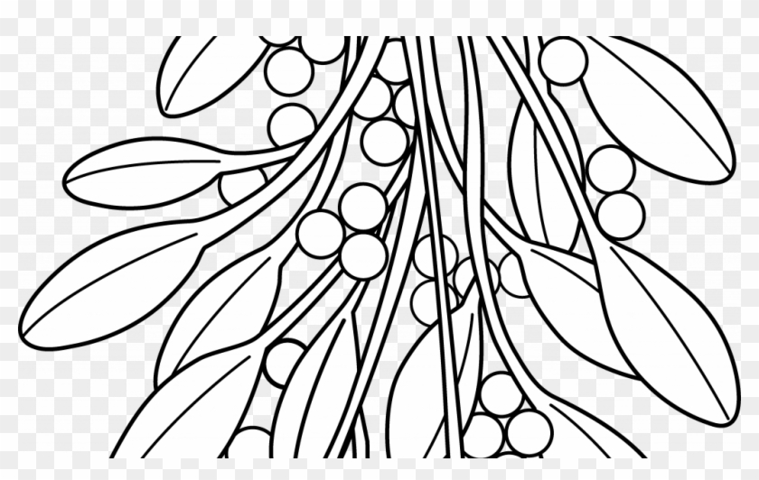 Christmas Coloring Pages Black And White With Mistletoe - Christmas Mistletoe Colouring Page #1441242