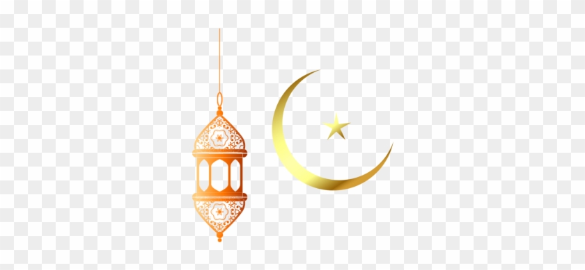 Muslim Golden Moon And Lamp Elements, Golden Frame - Portable Network Graphics #1441313