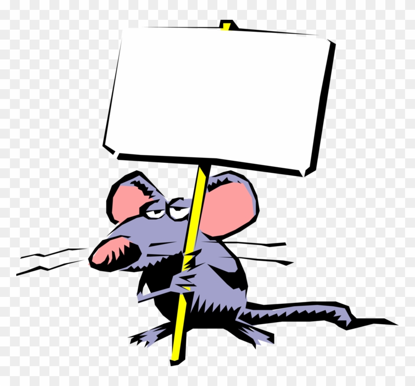 Cartoon Mouse With Placard Royalty Free Vector Clip - Cartoon Rat Holding Sign #1441373