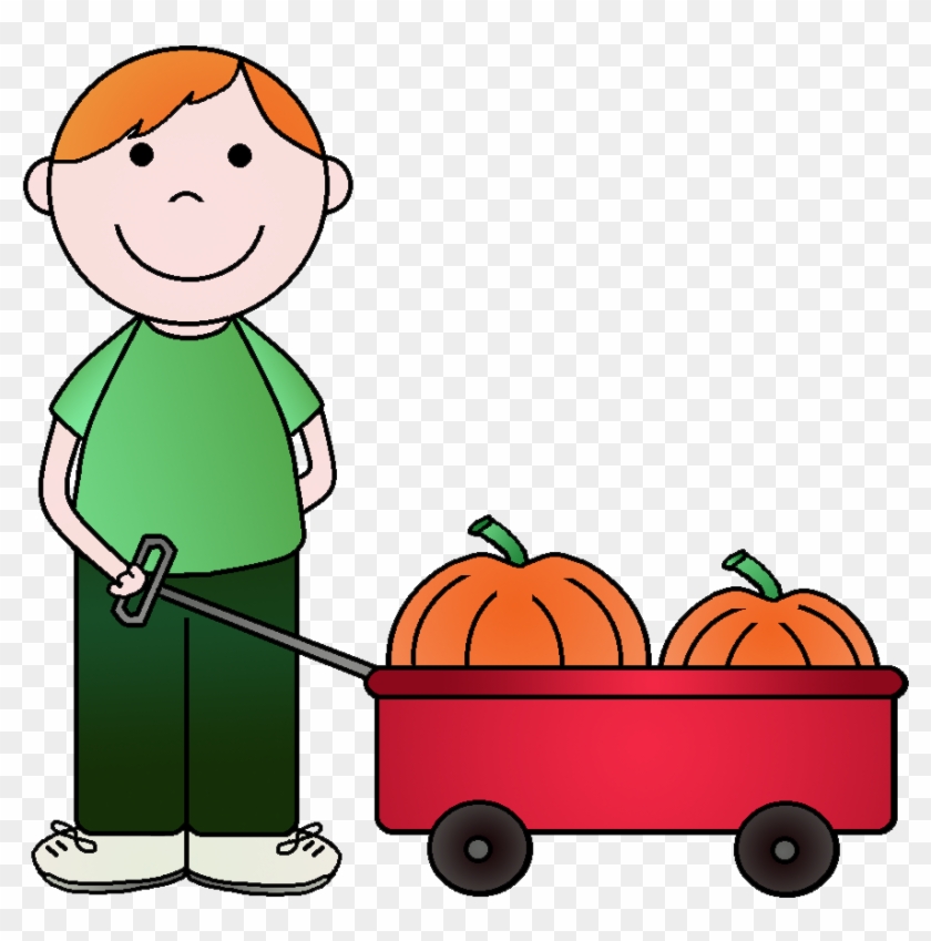 Boy At Pumpkin Patch Clip Art #1441526