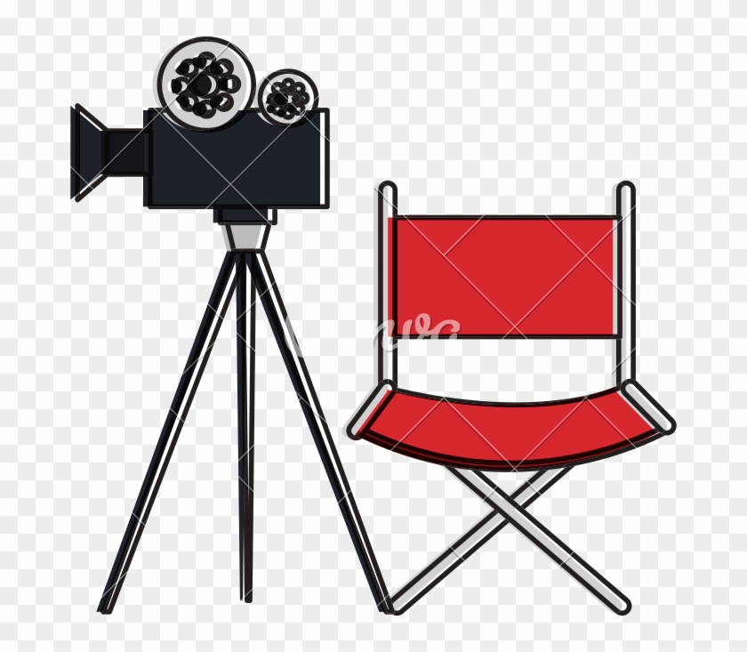 Film Video Camera With Director Chair - Telecamera Con Microfono Stilizzata #1441564