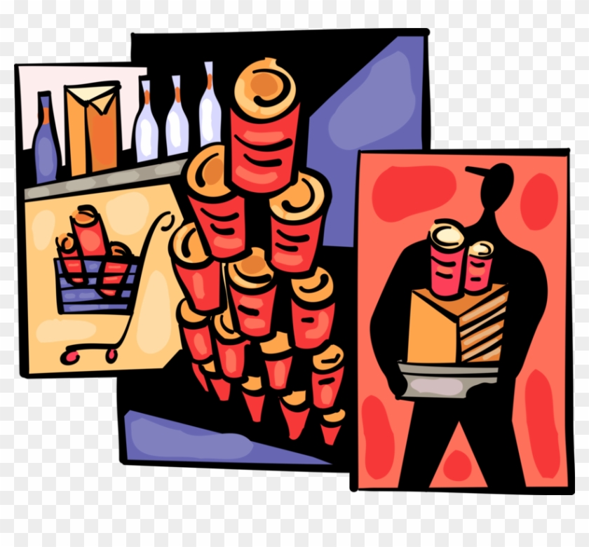 Grocery Store Clerk Stacks Soup Cans Image - Grocery Store Clerk Stacks Soup Cans Image #1441766