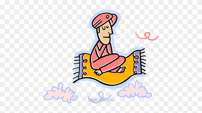 Man On Magic Carpet Royalty Free Vector Clip Art Illustration - Magic Objects Fairy Tale #1442047