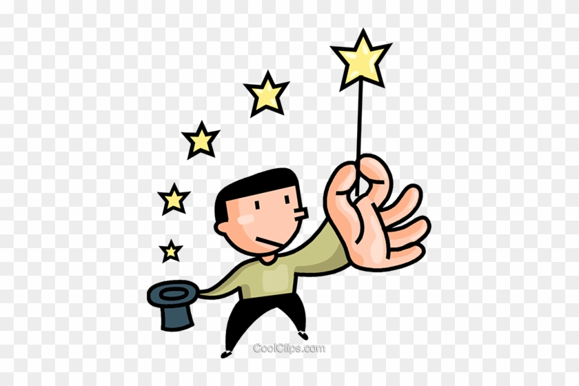 Magician Waving His Magic Wand Royalty Free Vector - Magician #1442050