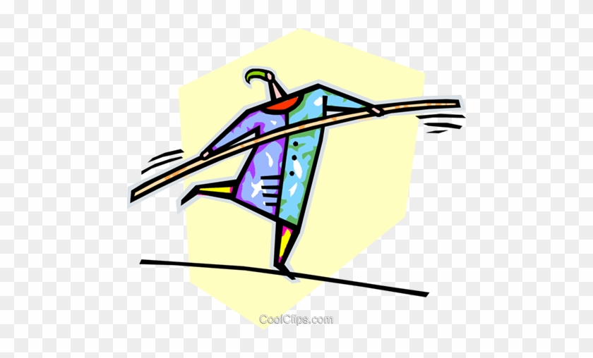Person Walking On A Tightrope Royalty Free Vector Clip - System #1442160