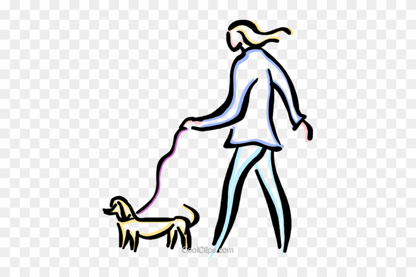 Person Walking The Dog Royalty Free Vector Clip Art - Walking The Dog #1442164