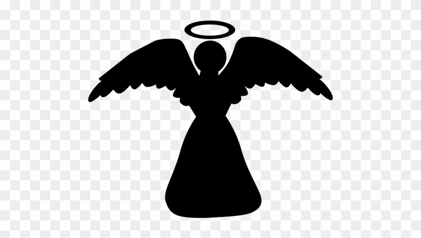 Png Angel Halo Graphic Black And White Library - Angel With Halo Silhouette #1442304