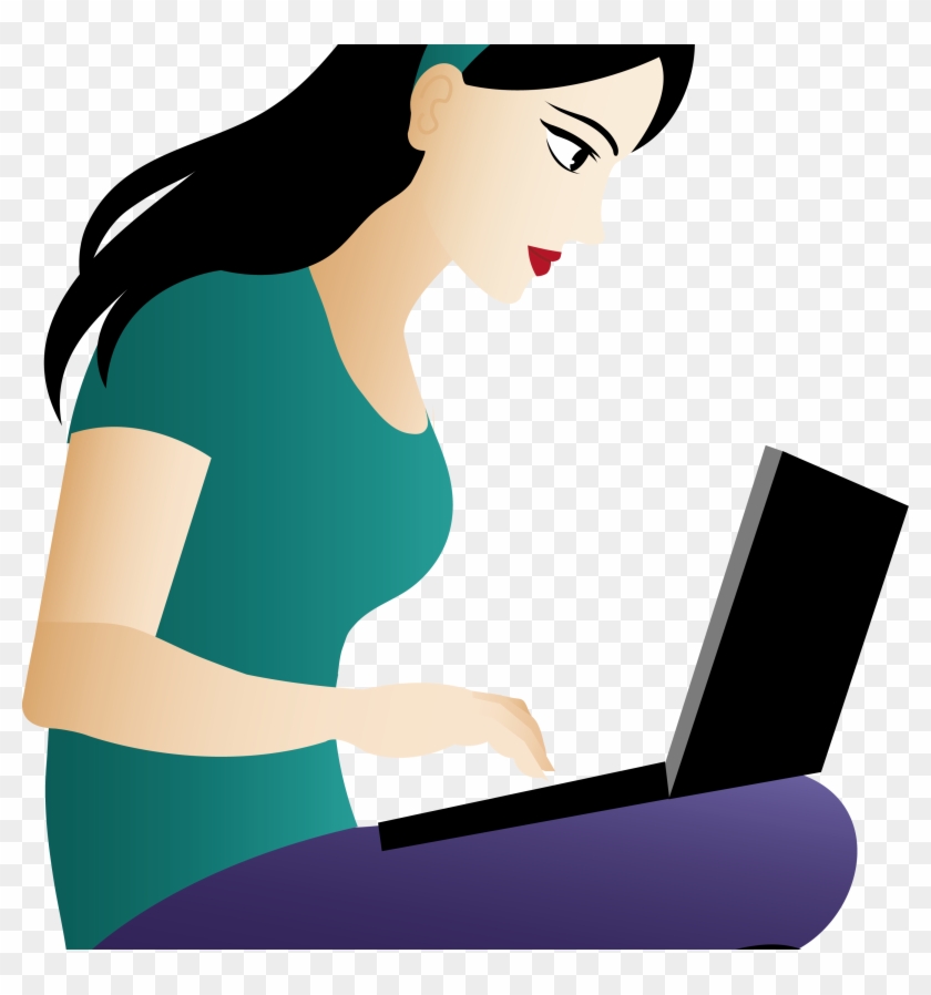 Girl On Computer Free Download Best X - Girl With Laptop Cartoon #1442491