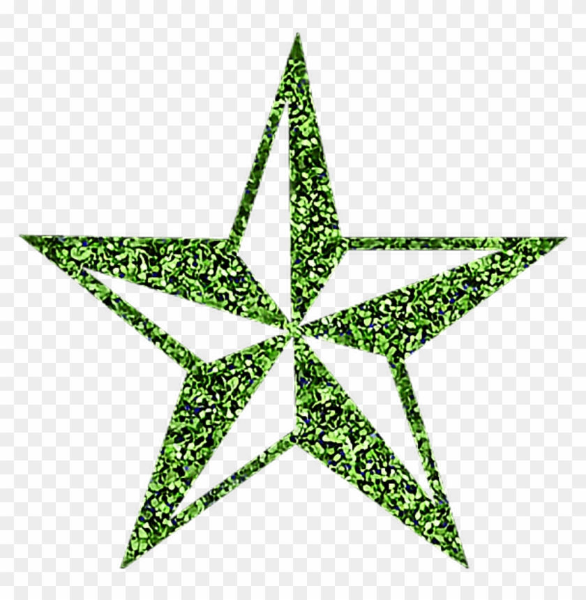Green Glitter Sparkling Star Sticker - Nautical Star Black And White #1442517