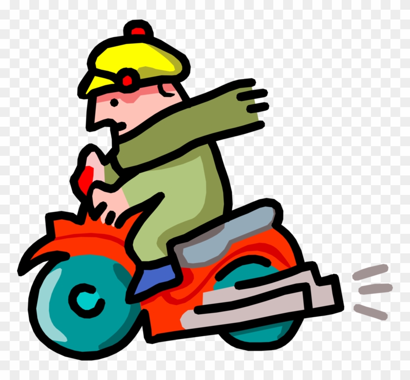 Vector Illustration Of Motor Scooter Motorcycle And - Dibujo Piloto De Moto #1442684