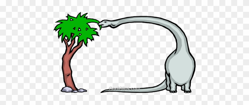 Dinosaur Background Royalty Free Vector Clip Art Illustration - Cartoon Long Neck Dinosaur #1443145