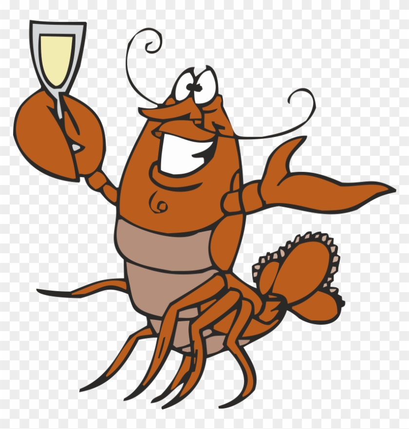 Food American Red - Lobster And Wine Cartoon #1443207
