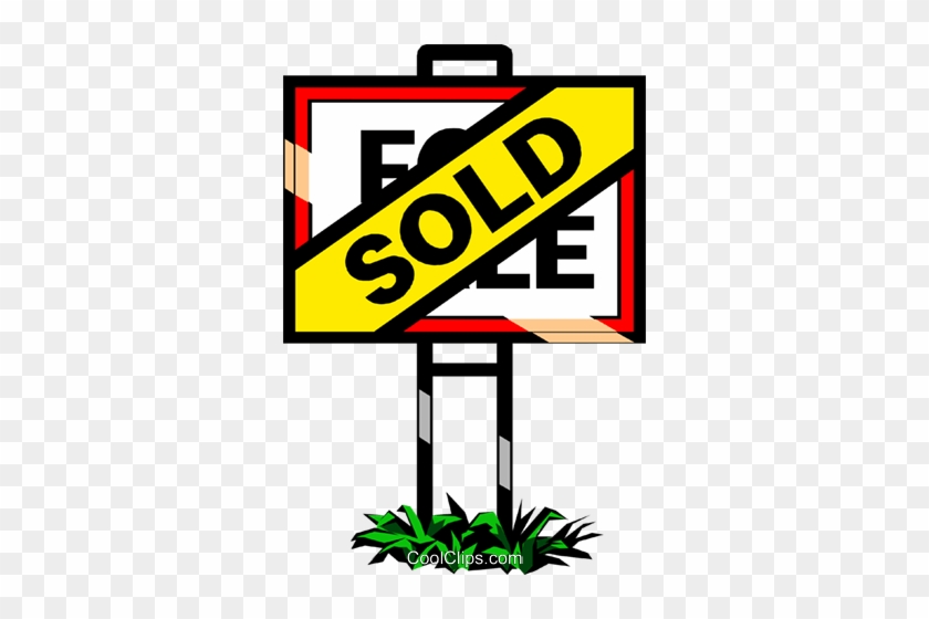 Sold Sign Royalty Free Vector Clip Art Illustration - House Sold Sign Clipart #1443302