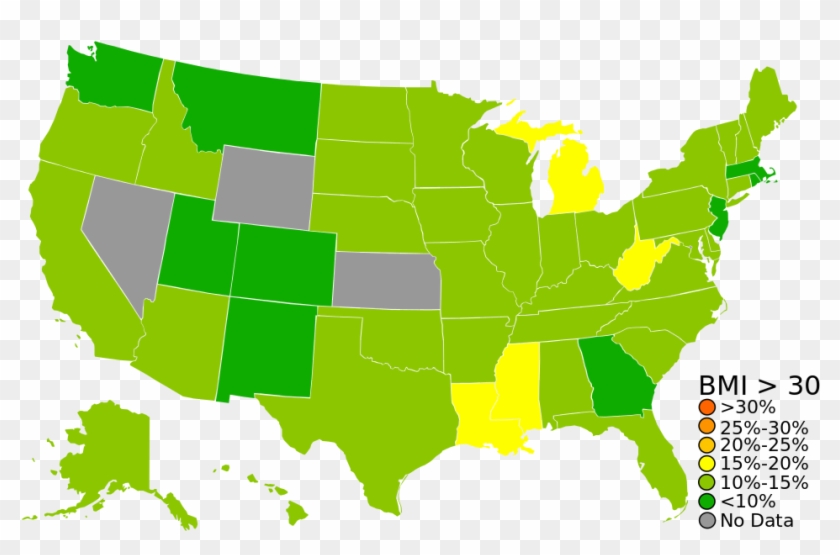 Usa Obesity - Blue Map Of United States #1443959