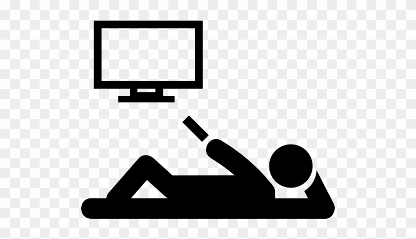 Relax Clipart Outline - Man Watching Tv Icon #1444189