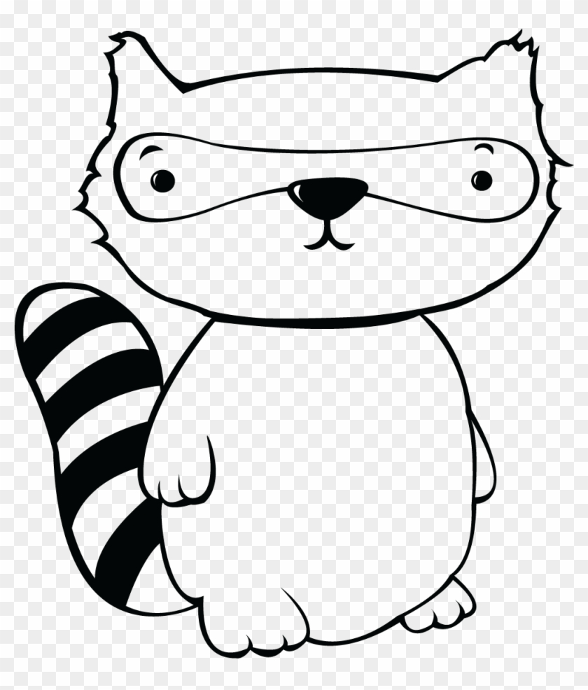 Drawing Raccoon Png Library Library - Black And White Raccoon Clip Art #1444397