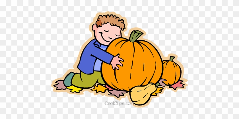 Boy In Pumpkin Patch, Halloween Royalty Free Vector - Pumpkin Patch #1444465