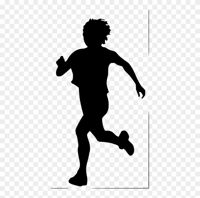 Silhouette Running Child Female Drawing - Clipart People Running Silhouette #1446582