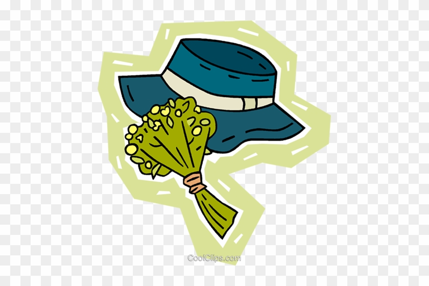 Lady's Spring Hat With Bouquet Royalty Free Vector - Illustration #1446722