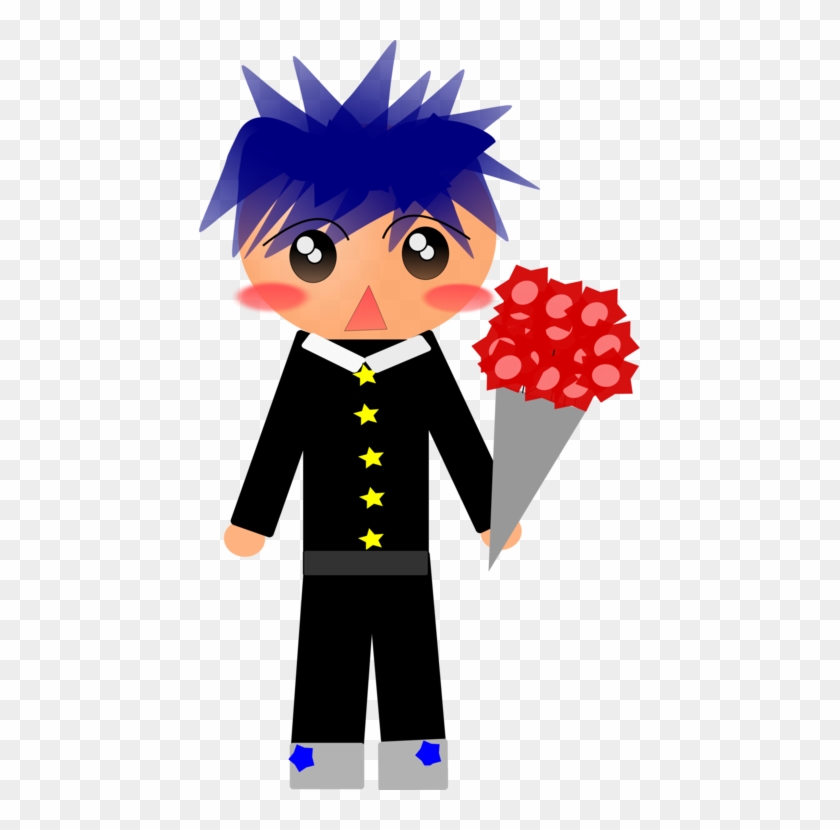 Flower Bouquet Drawing Cartoon Boy - Clip Art #1446733