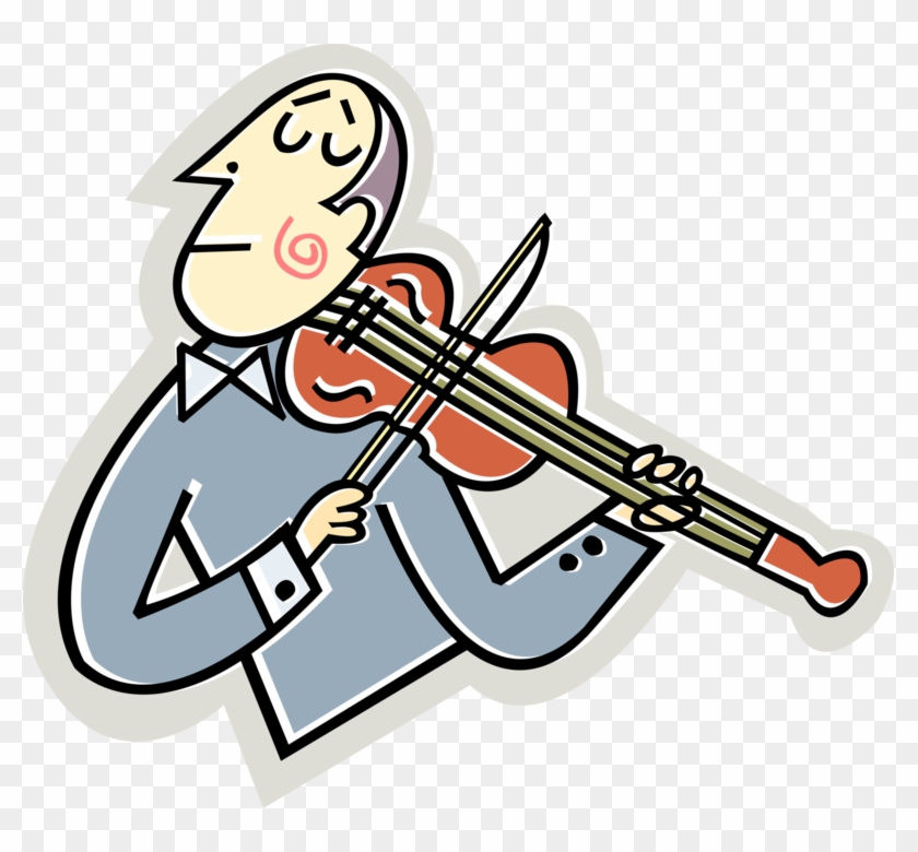 Vector Illustration Of Violinist Musician Plays Violin - Illustration #1446889