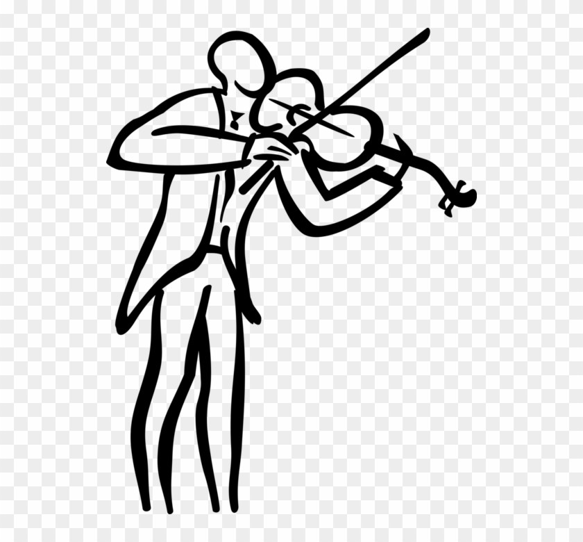 Vector Illustration Of Violinist Musician Plays Violin - Violin #1446891