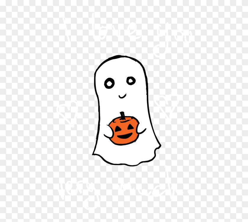 Sweet And Simple Ghost And Pumpkin Illustration - Halloween Transparents #1446978
