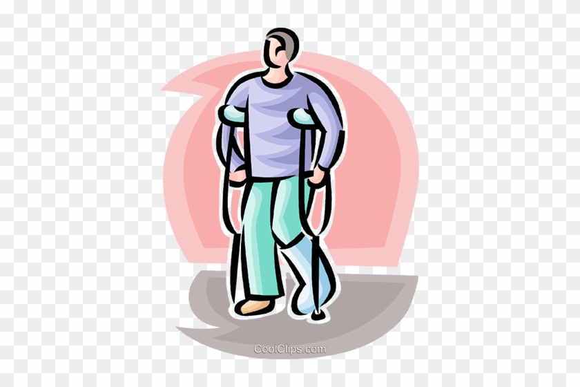 Svg Free Library Broken Foot Clipart - Hombre En Muletas Png #1447077