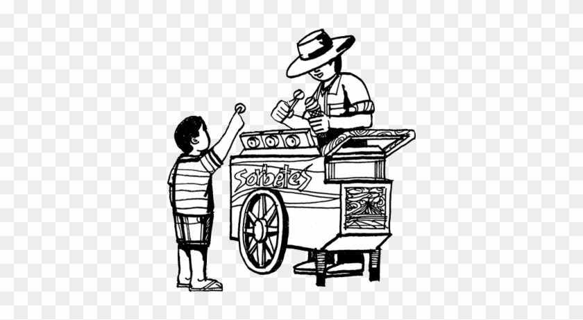 Illustration Of A Boy Buying Ice Cream From A Man Selling - Buy Ice Cream Drawing #1447168