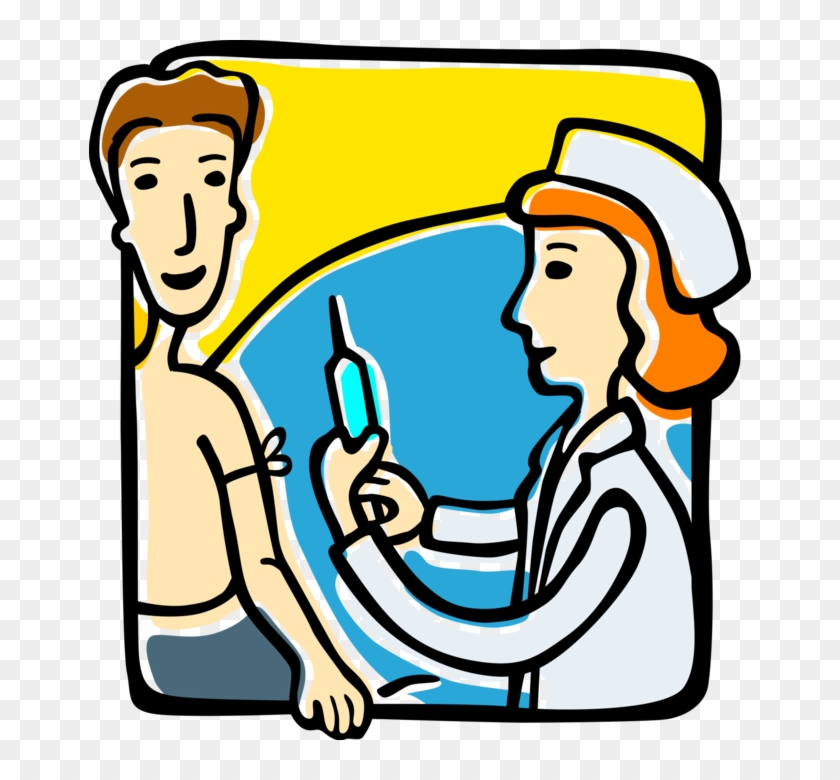 Vector Illustration Of Vaccination By Injection Of - Nurse Giving Shot Clip Art #1447275