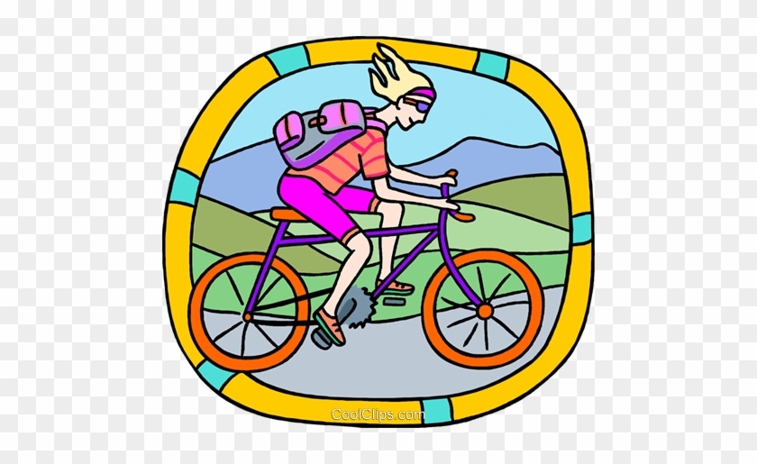 Woman On Bicycle Royalty Free Vector Clip Art Illustration - Rent A Bike #1447362